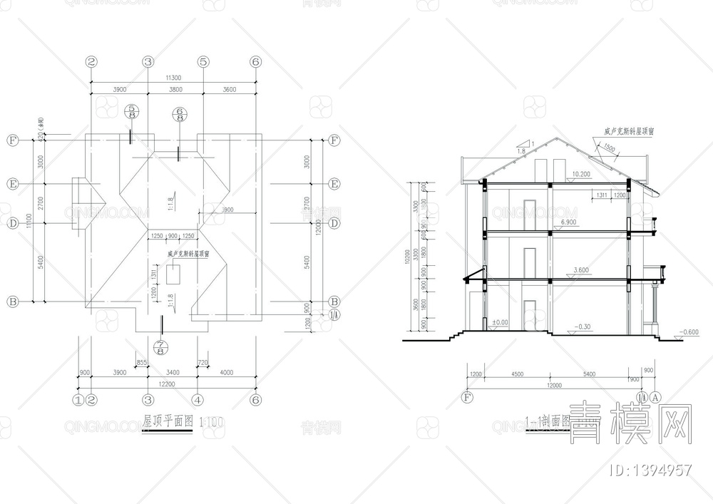 3层别墅建筑CAD图