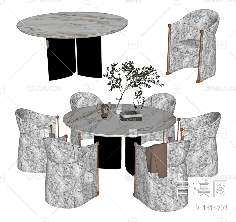 圆形大理石餐桌椅