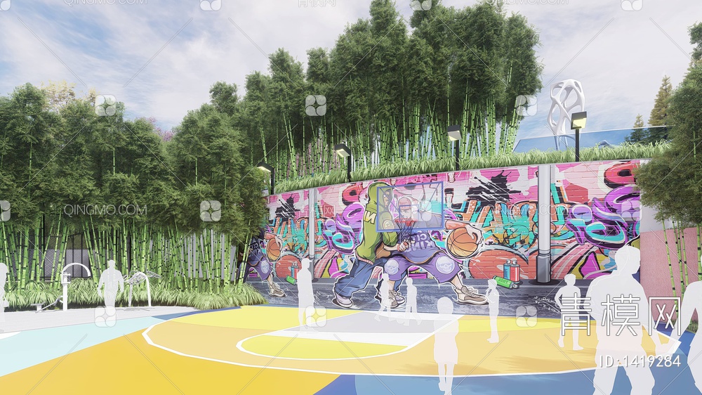 旅游度假区 篮球场 竹林景观 台地景观