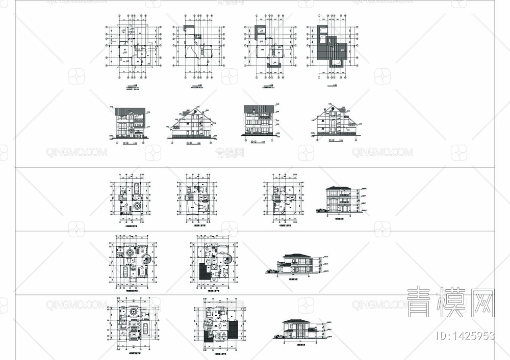 六款别墅建筑图