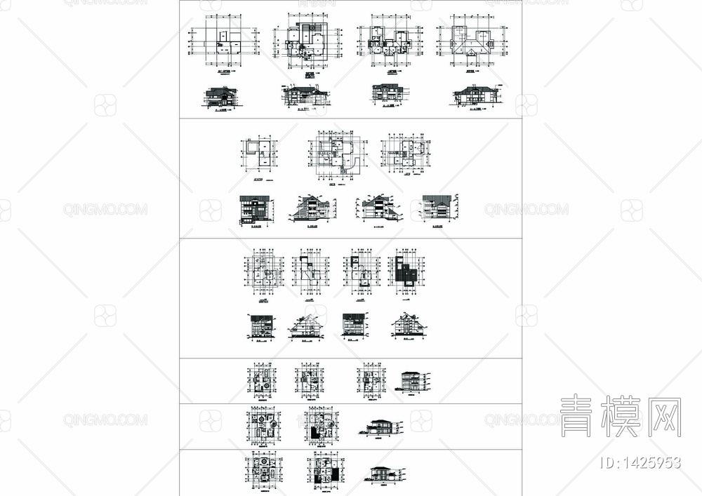 六款别墅建筑图