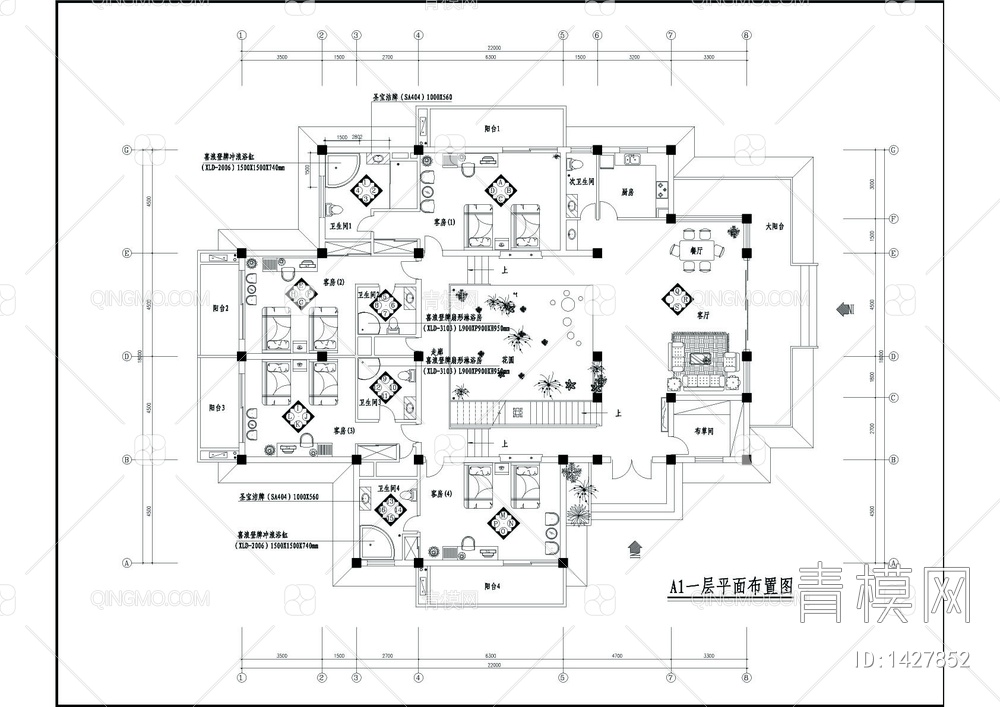 两套别墅平面施工图CAD图