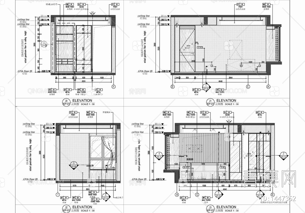 润和湘江天地样板间CAD施工图+效果图