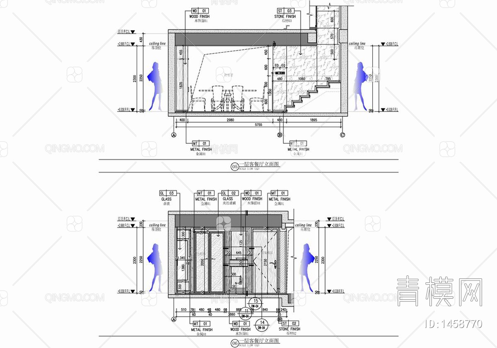 220㎡复式跃层家装CAD施工图 私宅 洋房 样板房 家装  跃层
