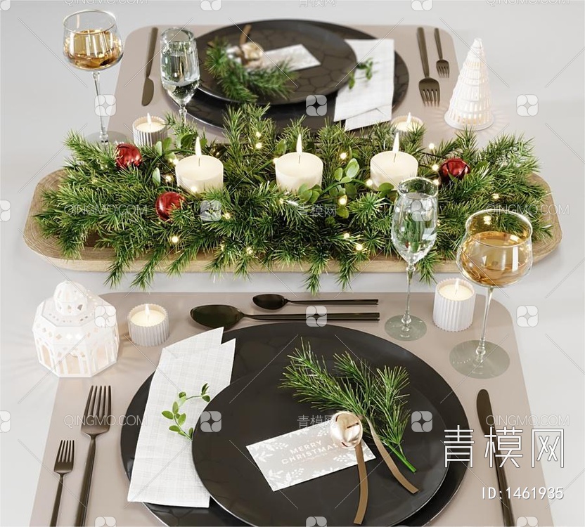 餐具 圣诞餐桌布置