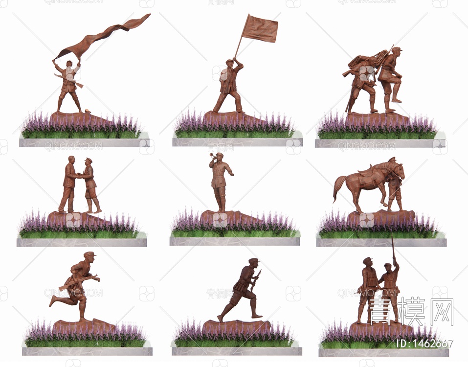 革命红军雕塑小品 红军人物雕塑 雕塑小品 红军人物铜雕