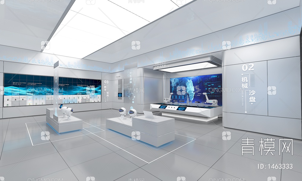 数字科技展厅 智能机器人 数字机械沙盘 产品展示柜 荣誉柜