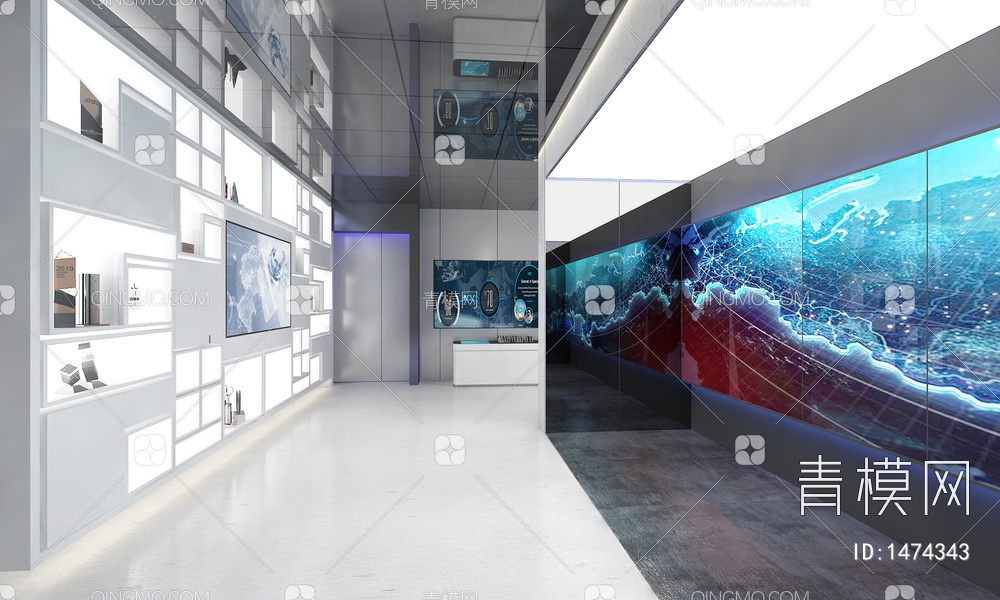 科技展厅 LED拼接大屏 数字沙盘 荣誉柜
