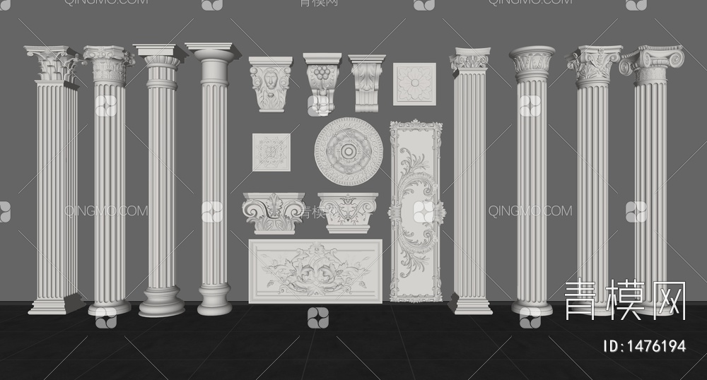 石膏罗马柱雕花柱头组合