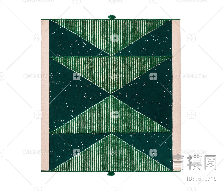 绿色几何流苏地毯