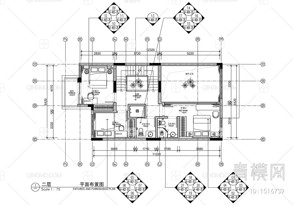 四层别墅室内施工图 家装 别墅 豪宅 私宅 洋房 样板房