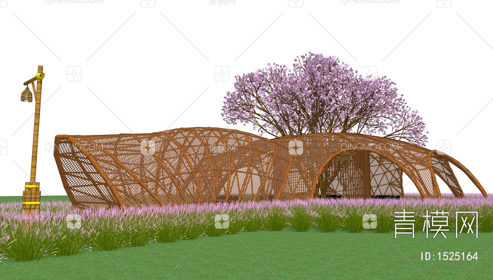 景观廊架 竹制景观构筑物