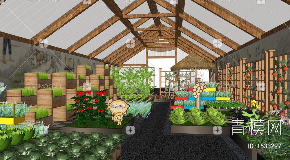 菜园景观 大棚蔬菜 玻璃阳光房 庭院景观 菜地 蔬菜组合 温室种植