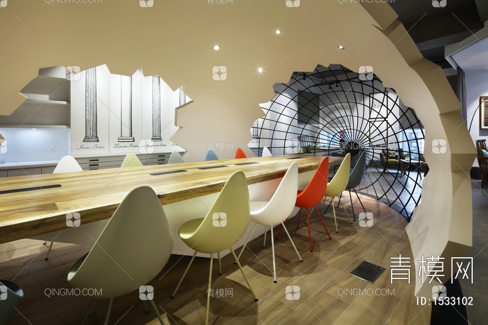 120㎡创意小型办公室施工图+实景照 办公空间 办公室 会议室