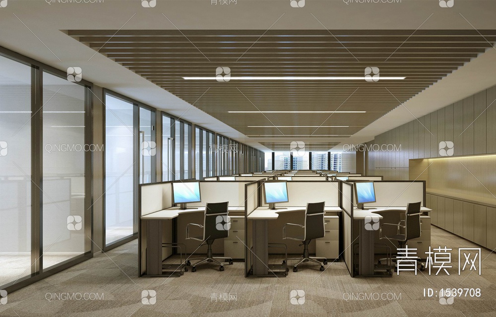 1200㎡办公室室内施工图+效果图 办公空间 办公室 会议室