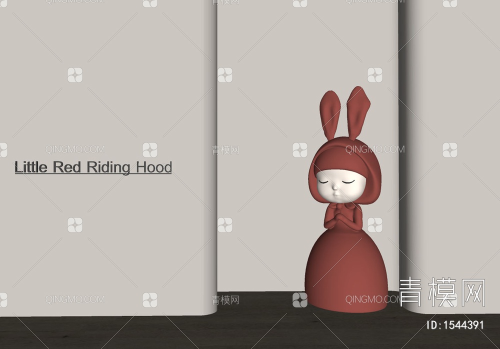 兔子小红帽雕塑摆件