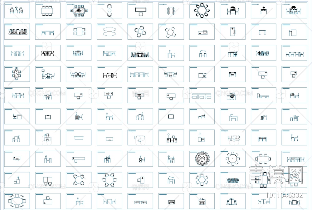 今年新款餐桌椅平立面CAD图库