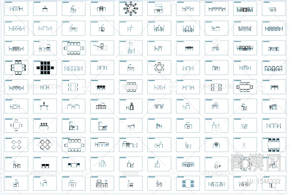 今年新款餐桌椅平立面CAD图库