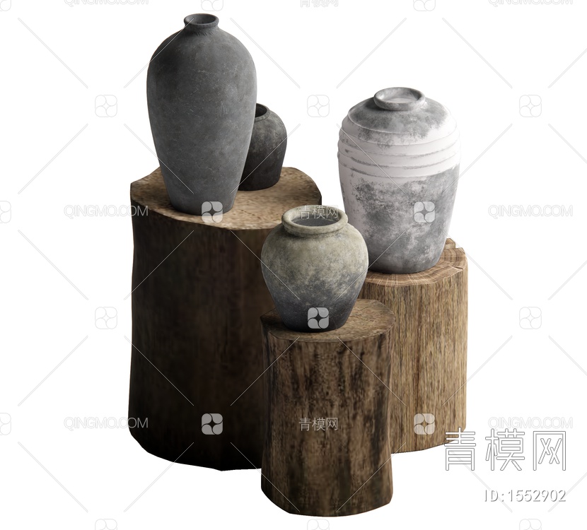 陶罐 木桩