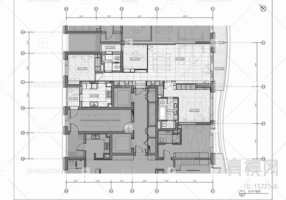 120㎡大平层样板房平立面施工图 家装 大平层 样板房 私宅 豪宅