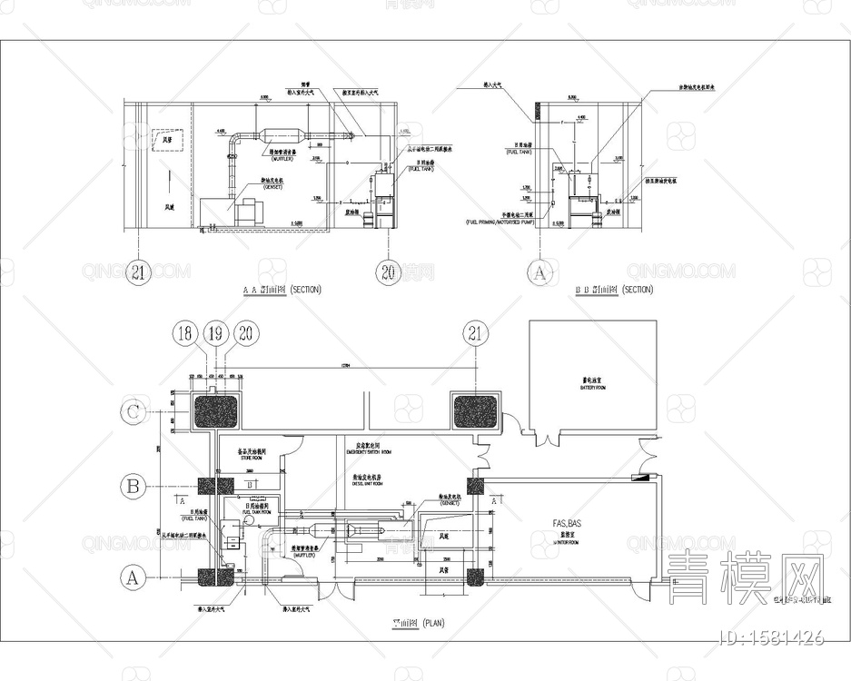 柴油机房平立面详图