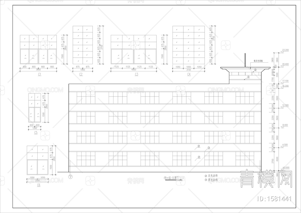 四层框架结构厂房全套建筑图