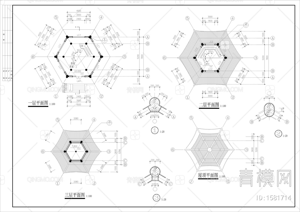 仿唐古建阁楼建筑图