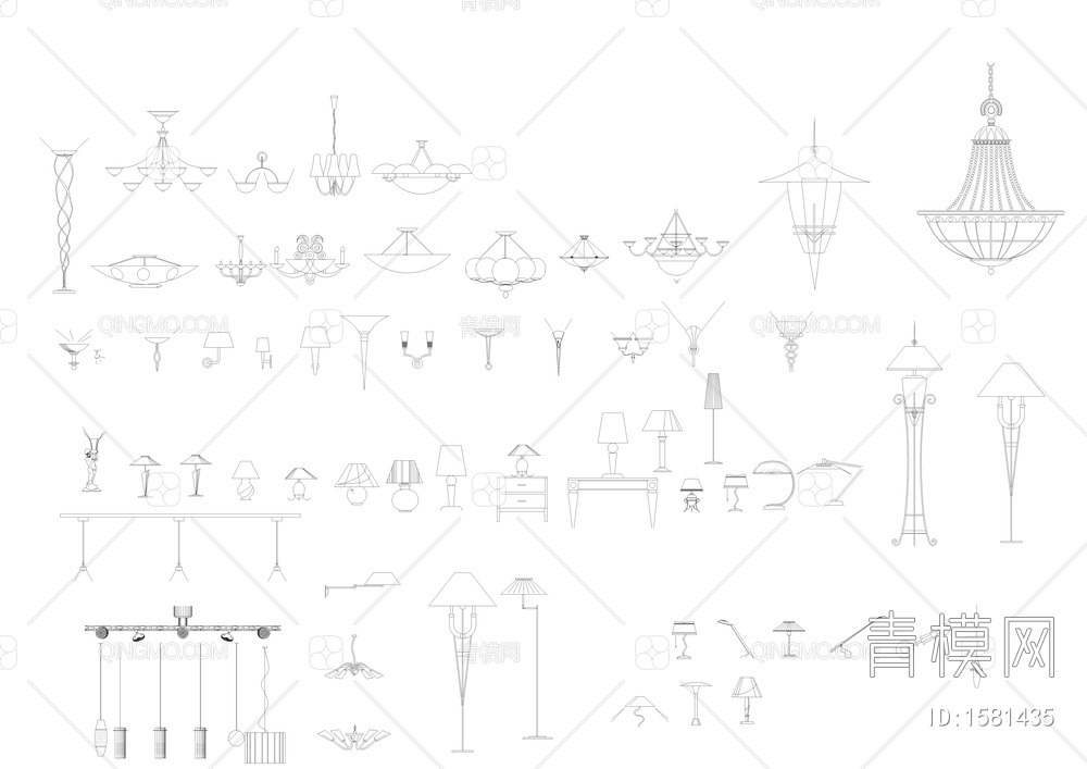 常用灯类平立CAD图块