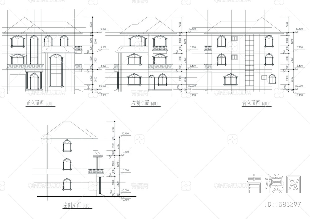 别墅CAD建筑图含效果图