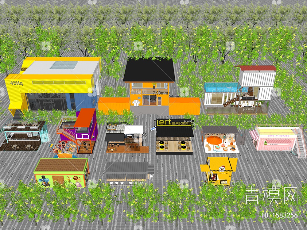 商业街可移动集装箱店铺