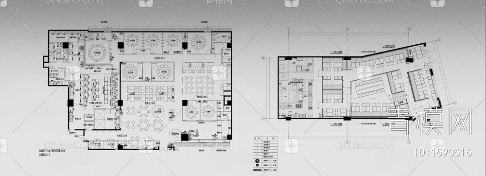 餐饮空间平面图CAD格式含赠送