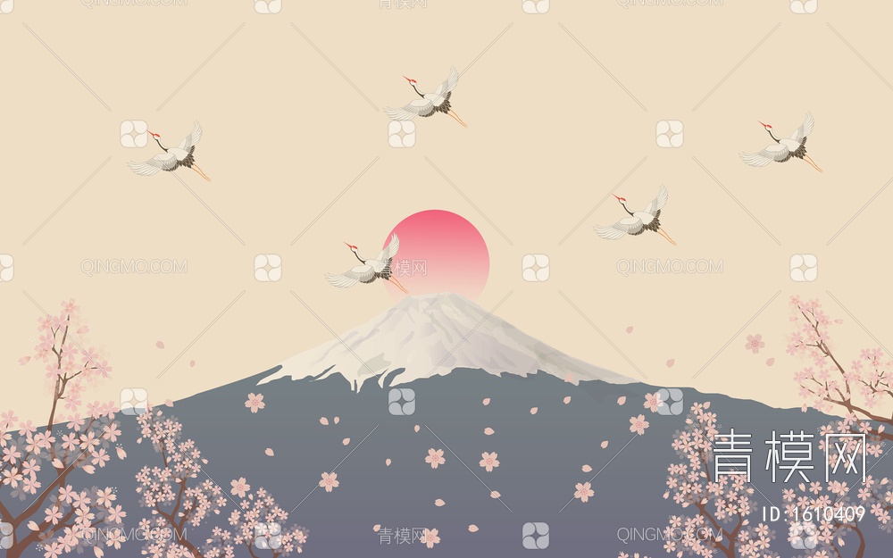 仙鹤壁纸 富士山