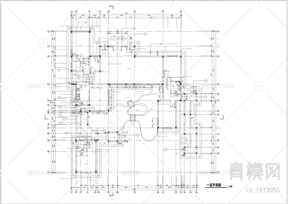 二层仿古别墅建筑结构图