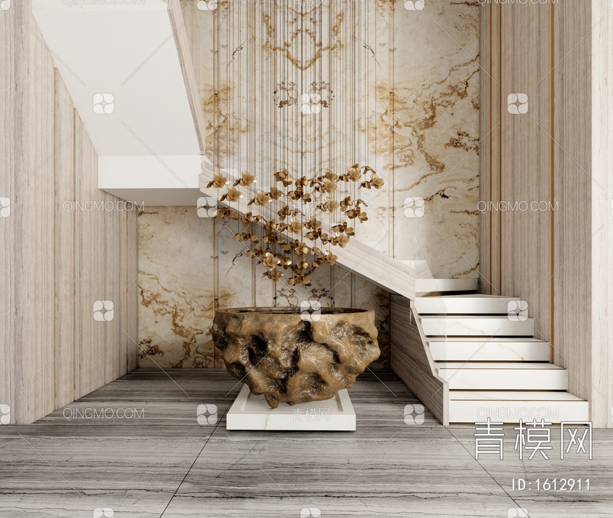 楼梯间  艺术装饰摆件组合