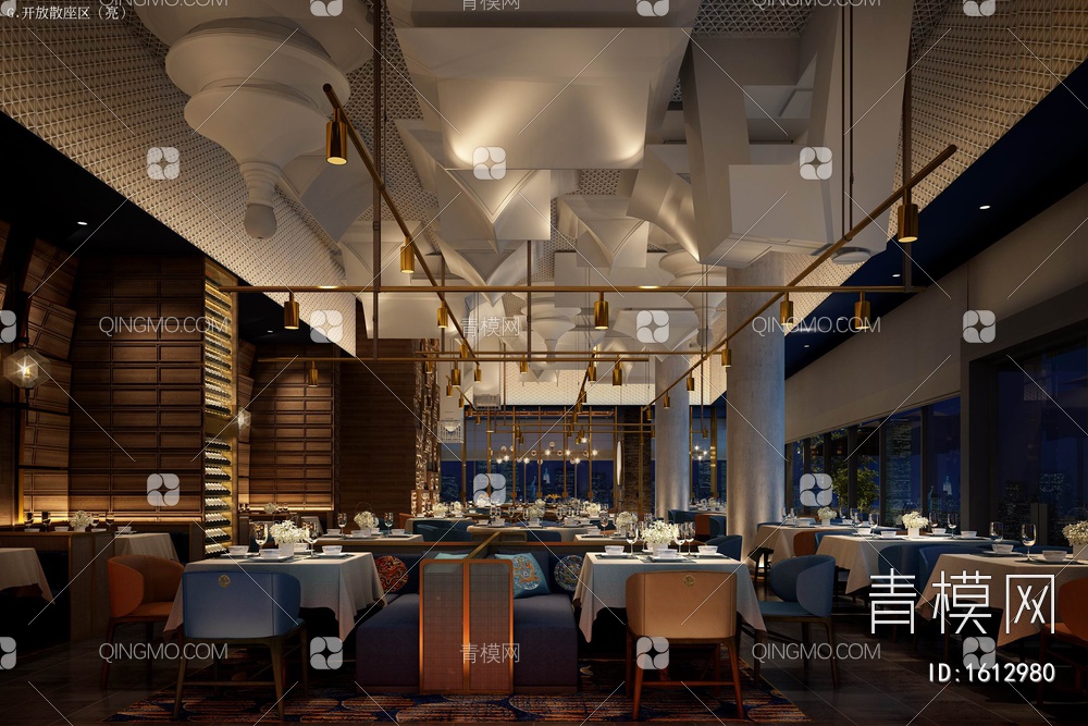 850㎡餐厅室内施工图+效果图 中餐 特色餐厅 餐饮 餐厅包房