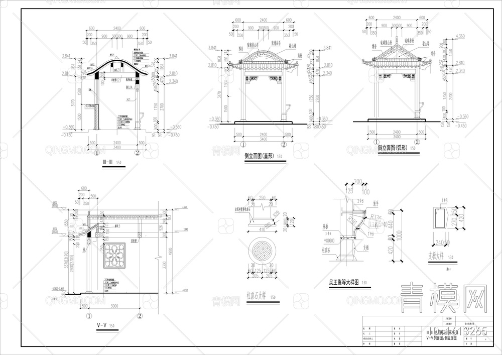 仿古长廊建筑CAD详图