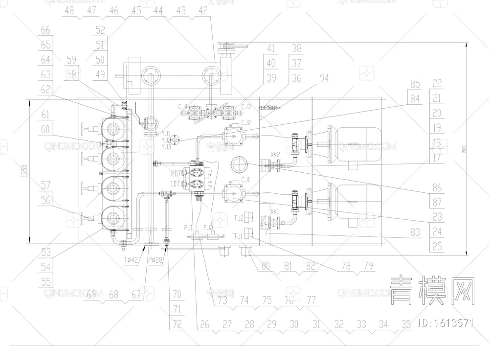 高炉液压系统装配CAD机械图