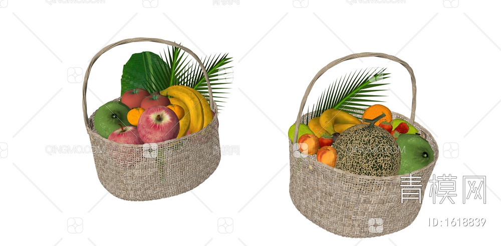 水果蔬菜 竹篮水果 热带水果 苹果 哈密瓜 草莓 香蕉 橘子 梨子 柠檬