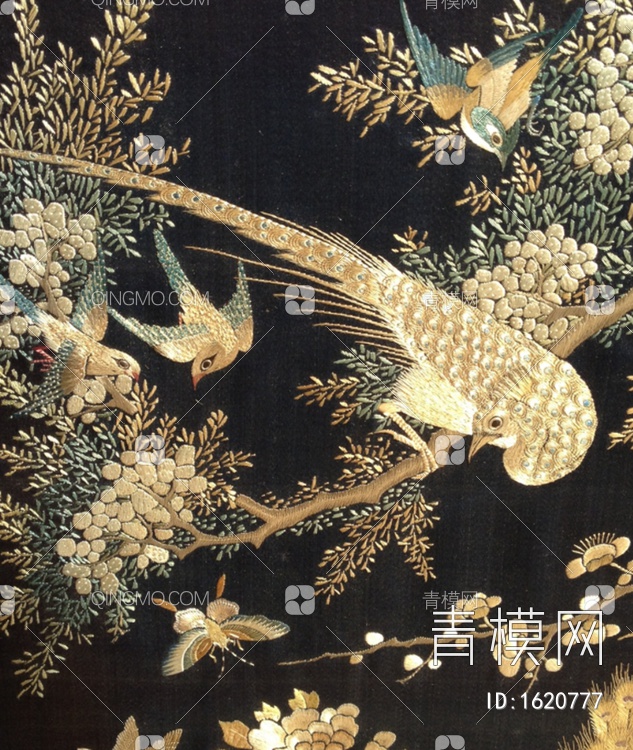 中式花鸟刺绣纹样 (2)