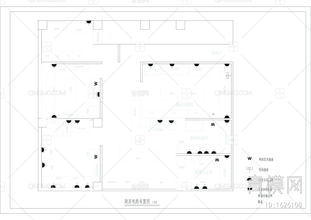 火锅中餐厅厨房布置和给排水电路图