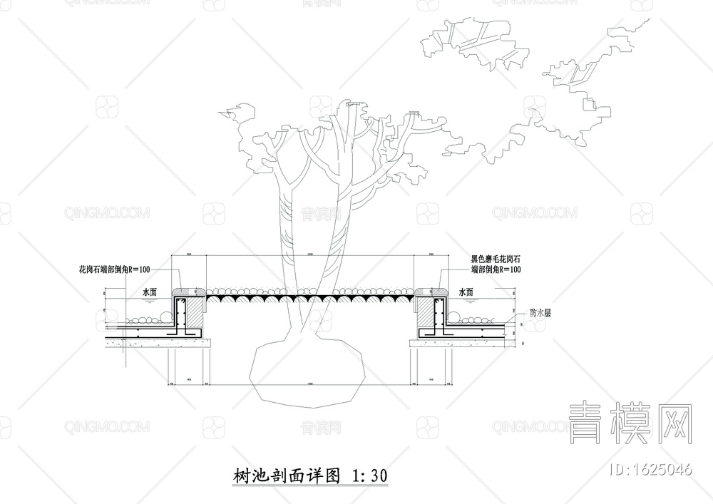 公园景观水中树池与浮萍详图