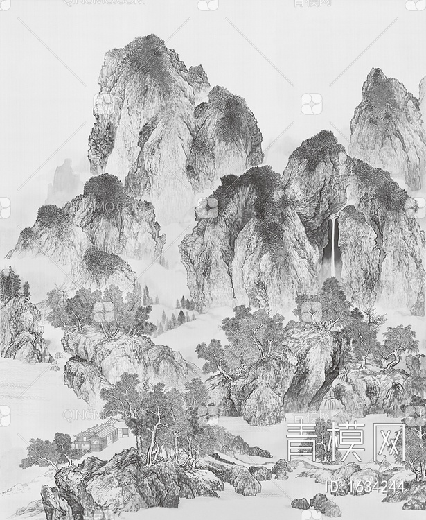新中式山水装饰画贴图