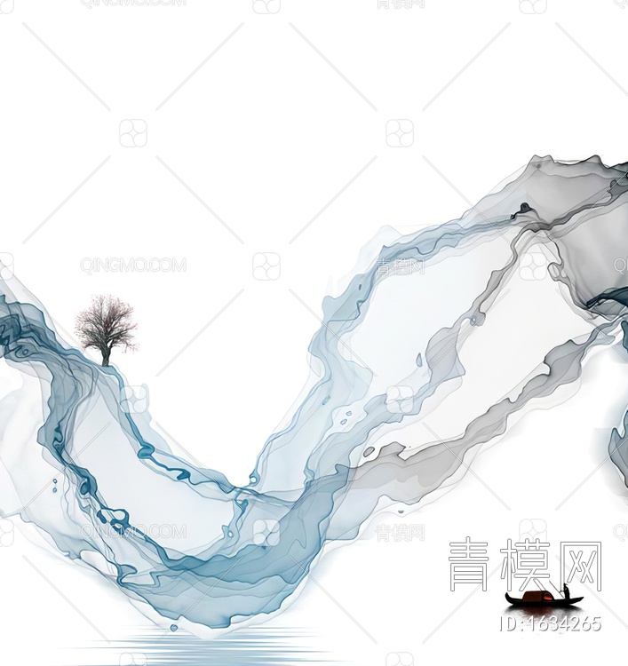 中式山水水墨装饰画贴图