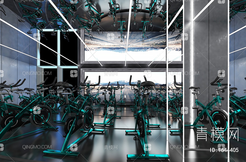 健身房，动感单车厅，动感单车，科技动感单车