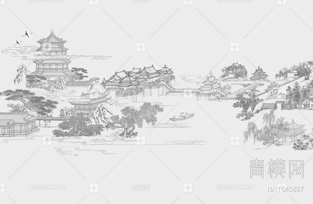 新中式山水壁画贴图 (5)