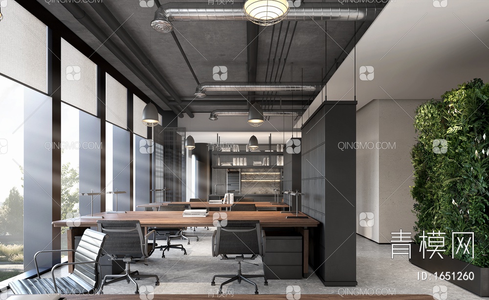 2200㎡两层办公室施工图+效果图+物料表 办公空间 会议室 办公楼 开敞办公
