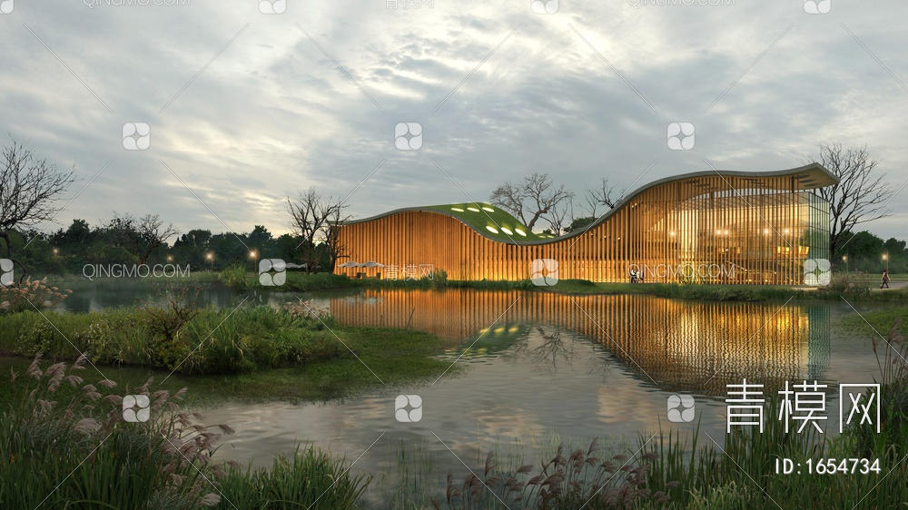 湿地公园建筑效果图