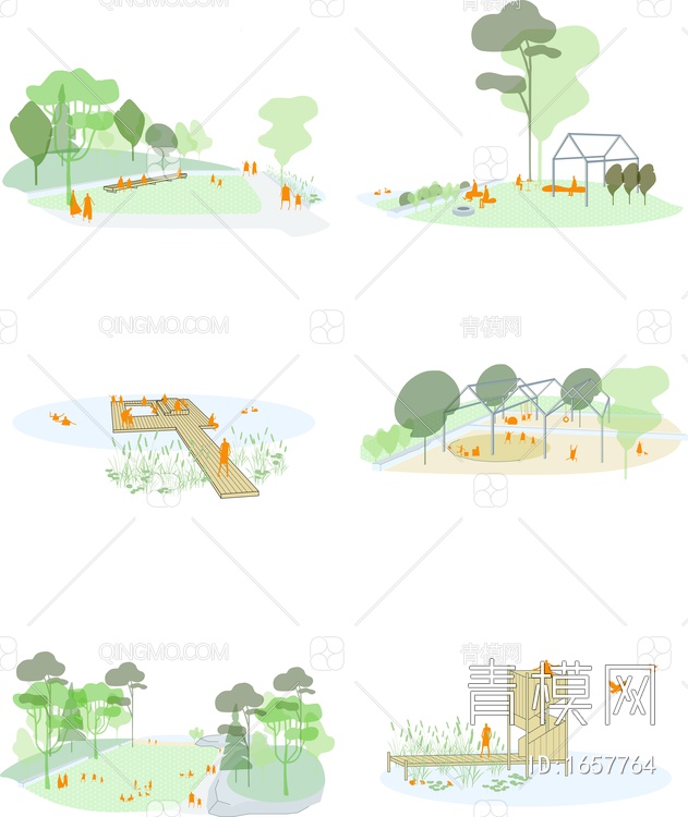 小清新竞赛风建筑规划活动场景分析图PSD素材