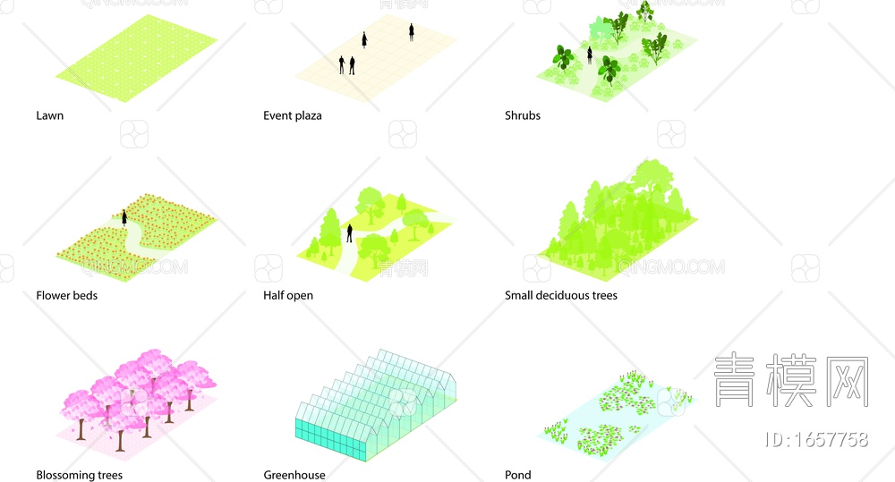 小清新竞赛风建筑规划场地环境分析图PSD素材