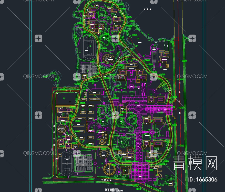 40套大学校园景观规划设计CAD总平面图